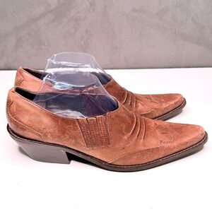Vtg Matisse Boots Women 10 Brown Leather Western Ankle Booties Point Toe Low Cut